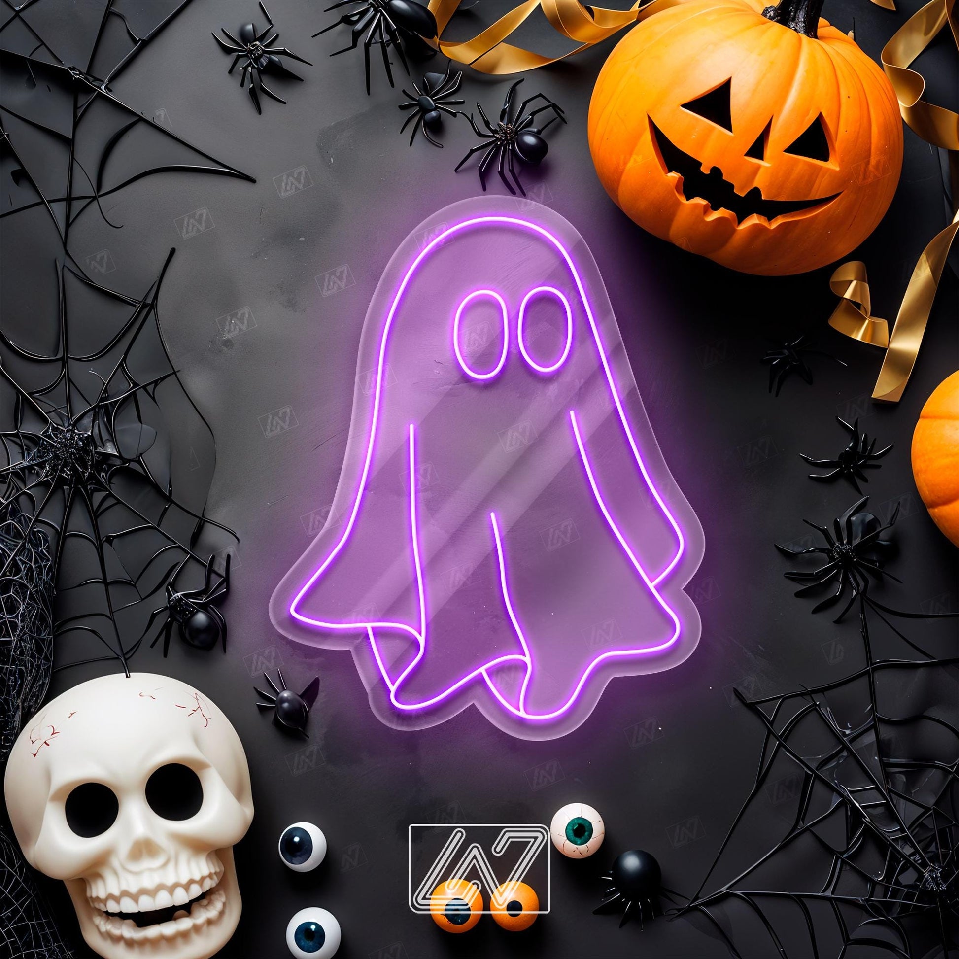 Ghost - LED Neon Sign, Spooky Halloween, Custom Neon Sign, Cute Ghost Sign, Spooky LED Sign, Ghost Wall Sign, Halloween Wall Decor