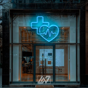 Medical Pharmacy LED Neon Sign – Heart Symbol, Perfect for Clinic or Apothecary Decor, Medical Symbol for Clinic or Hospital, Hospital