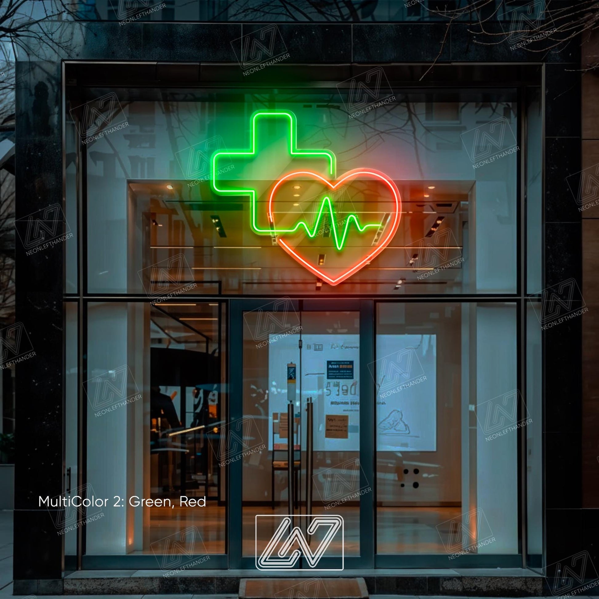 Medical Pharmacy LED Neon Sign – Heart Symbol, Perfect for Clinic or Apothecary Decor, Medical Symbol for Clinic or Hospital, Hospital