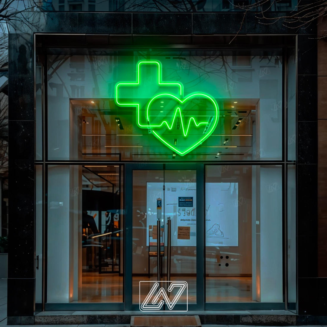 Medical Pharmacy LED Neon Sign – Heart Symbol, Perfect for Clinic or Apothecary Decor, Medical Symbol for Clinic or Hospital, Hospital