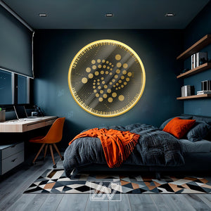 Iota Coin - LED Neon Sign with UV Print, Bedroom neon sign, Crypto neon sign, Neon Lights, Crypto