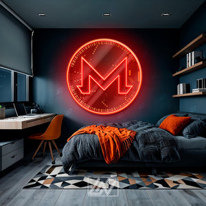 Monero - LED Neon Sign with UV Print, Bedroom neon sign, Crypto neon sign, Neon Lights, Crypto