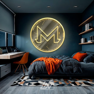 Monero - LED Neon Sign with UV Print, Bedroom neon sign, Crypto neon sign, Neon Lights, Crypto