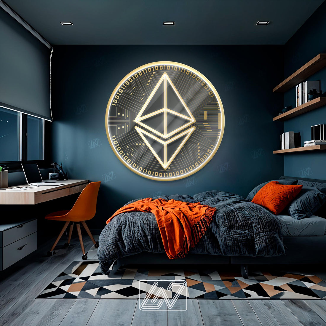 Ethereum - LED Neon Sign with UV Print, Bedroom neon sign, Crypto neon sign, Neon Lights, Crypto