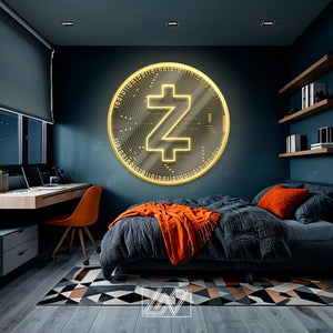 Zcash Zec - LED Neon Sign with UV Print, Bedroom neon sign, Crypto neon sign, Neon Lights, Crypto