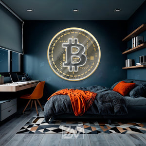 Bitcoin - LED Neon Sign with UV Print, Bedroom neon sign, Crypto neon sign, Neon Lights, Crypto