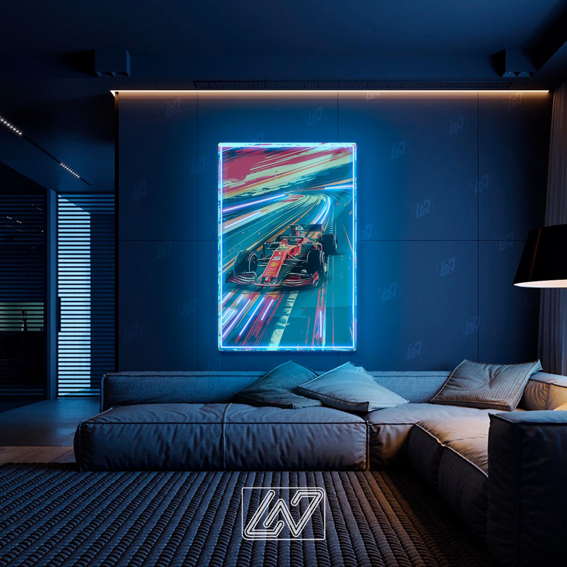 F1 Car - LED Neon Sign , Sport Interior Decor, Open-Wheel Car Neon Lights, Car Bedroom Neon Sign, Grand Prix circuit, F1 Car Poster