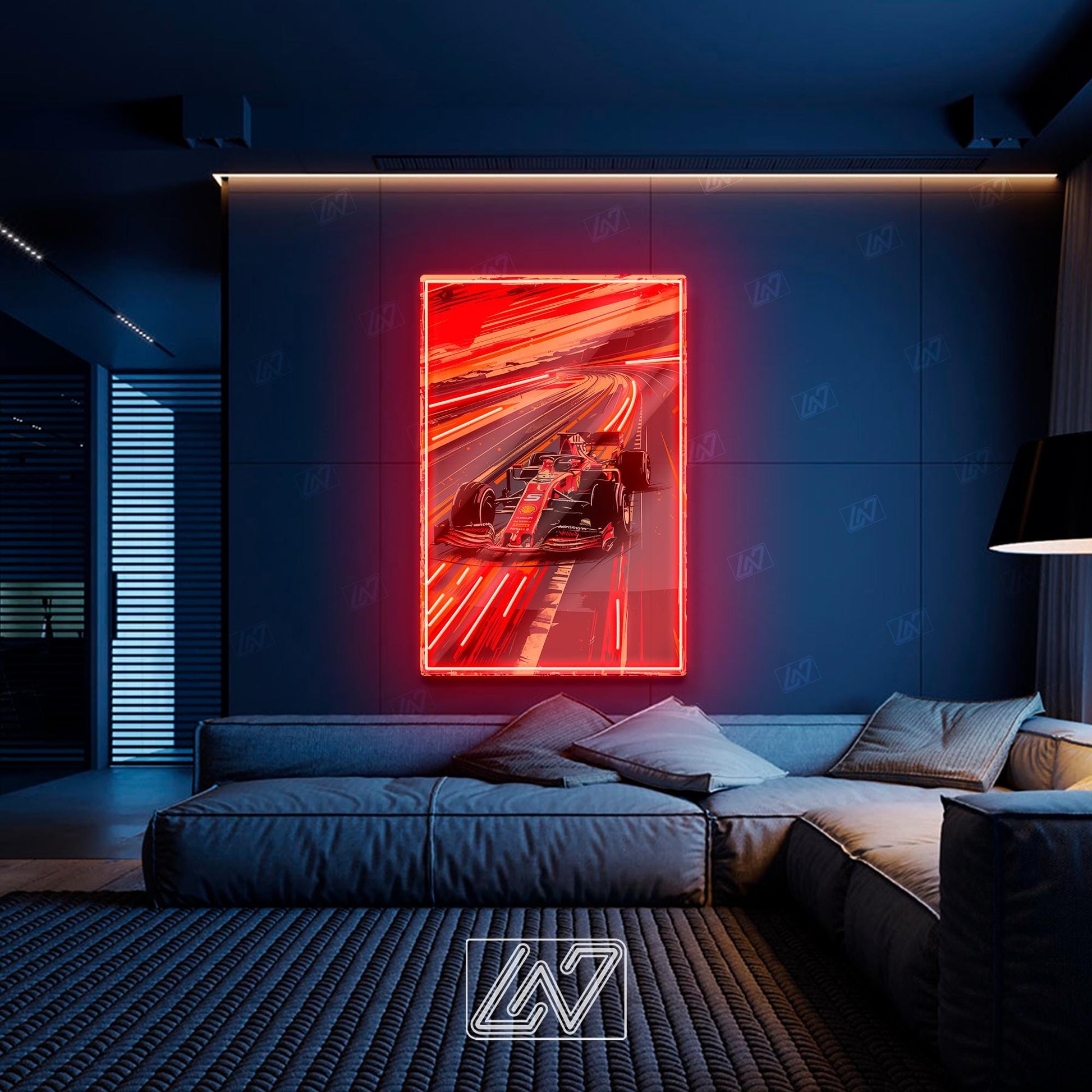F1 Car - LED Neon Sign , Sport Interior Decor, Open-Wheel Car Neon Lights, Car Bedroom Neon Sign, Grand Prix circuit, F1 Car Poster