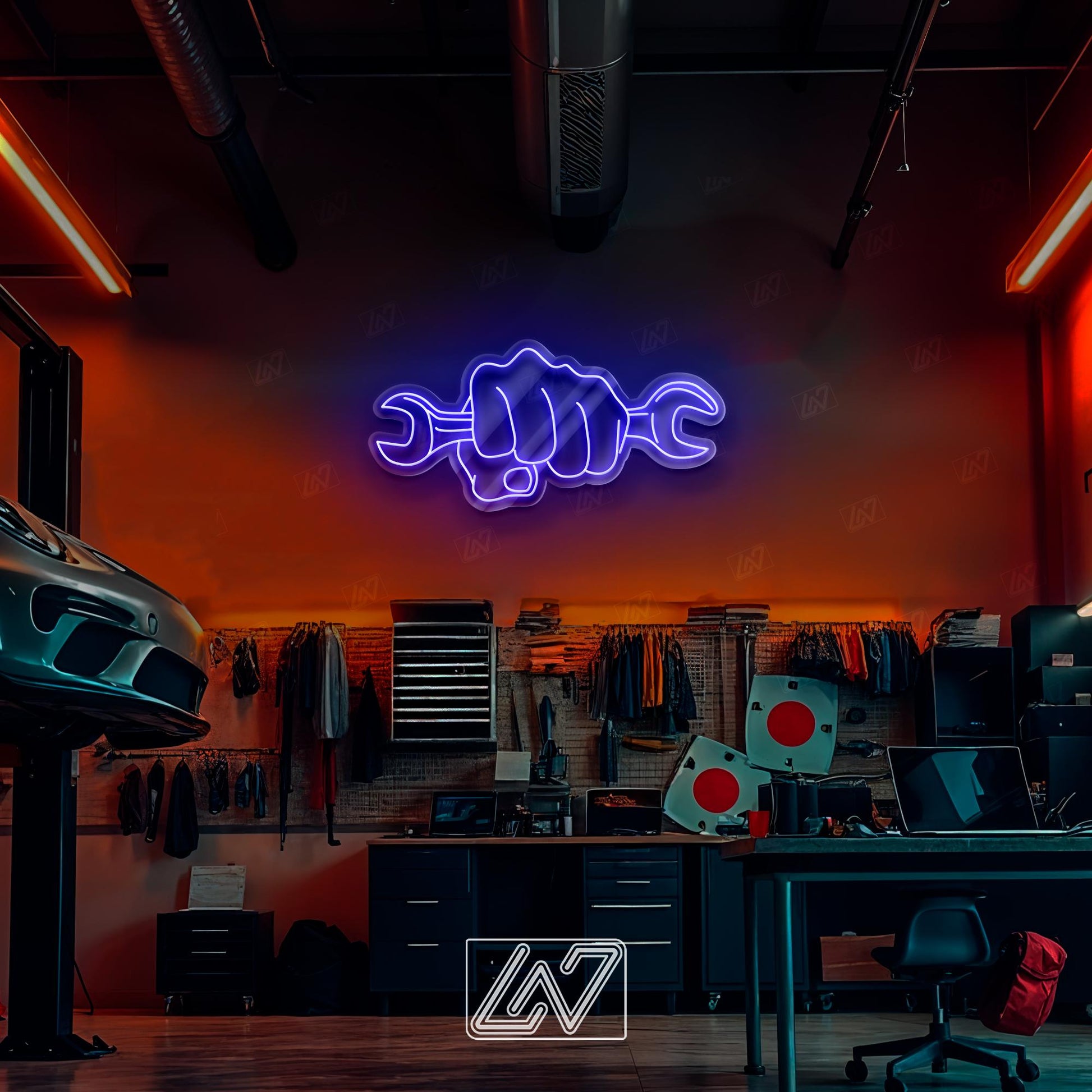 Wrench - LED Neon Sign, Car Repair Shop LED Light, Motorsport Neon Light, Garage Wall Decor, Breakdown Truck Neon