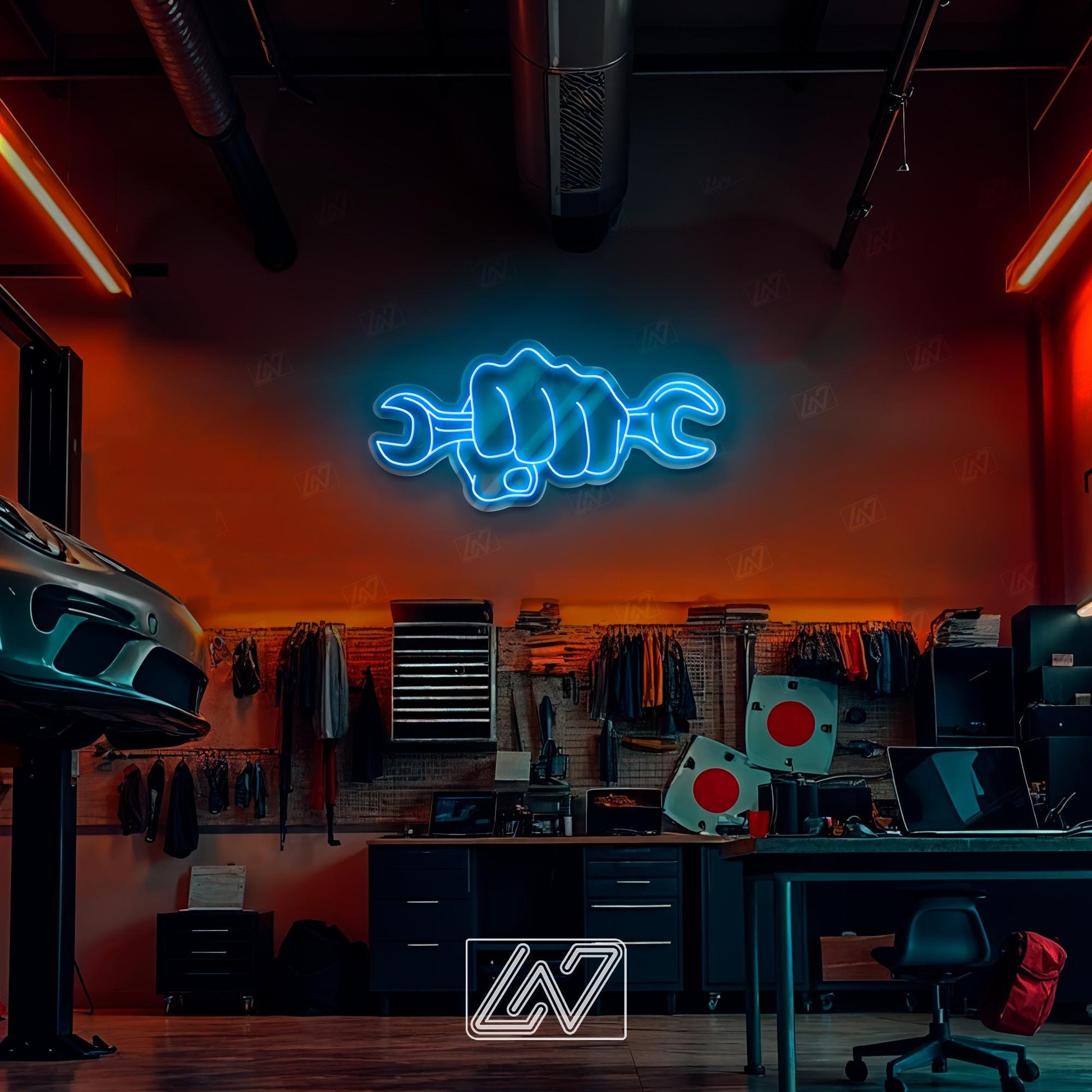 Wrench - LED Neon Sign, Car Repair Shop LED Light, Motorsport Neon Light, Garage Wall Decor, Breakdown Truck Neon
