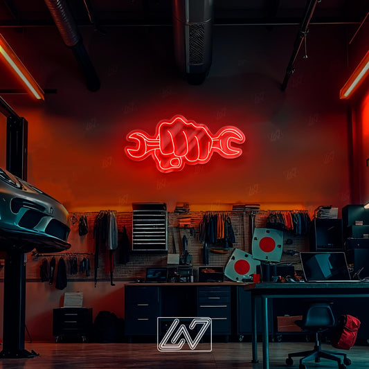 Wrench - LED Neon Sign, Car Repair Shop LED Light, Motorsport Neon Light, Garage Wall Decor, Breakdown Truck Neon