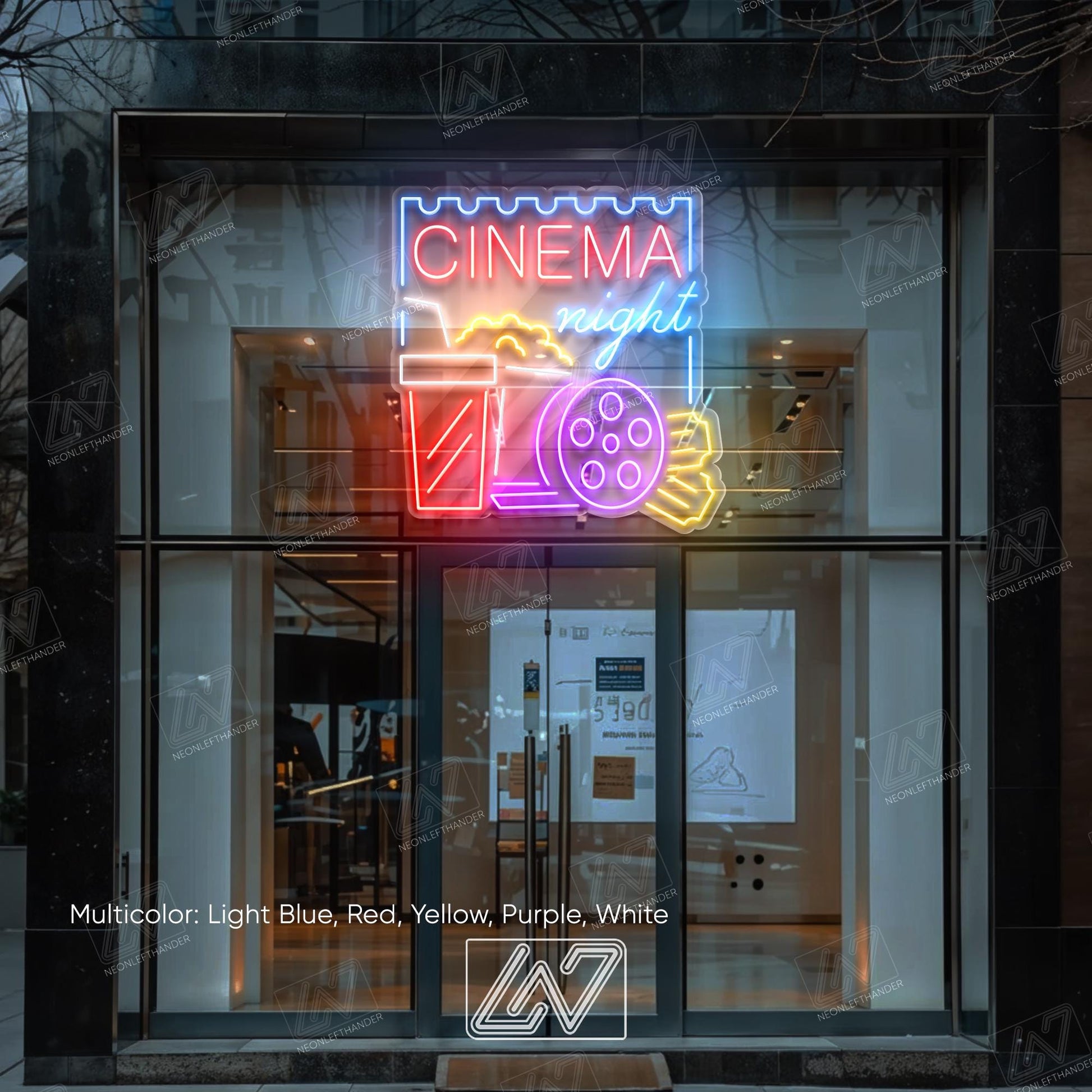 Cinema Night- LED Neon Sign, Movies Wall Decor, TV Show Led Neon Sign, Decor for Kids Room, Sport Signs