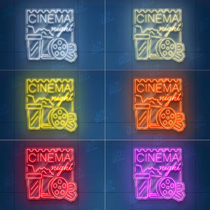 Cinema Night- LED Neon Sign, Movies Wall Decor, TV Show Led Neon Sign, Decor for Kids Room, Sport Signs