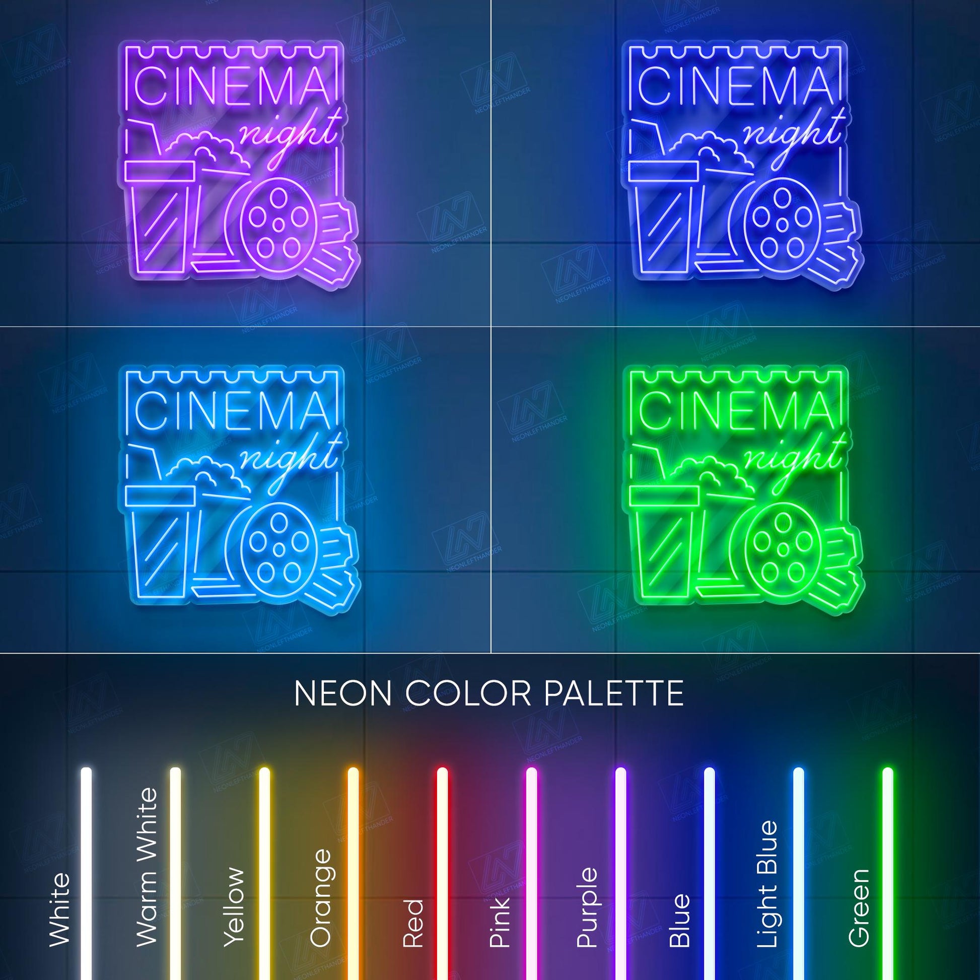 Cinema Night- LED Neon Sign, Movies Wall Decor, TV Show Led Neon Sign, Decor for Kids Room, Sport Signs