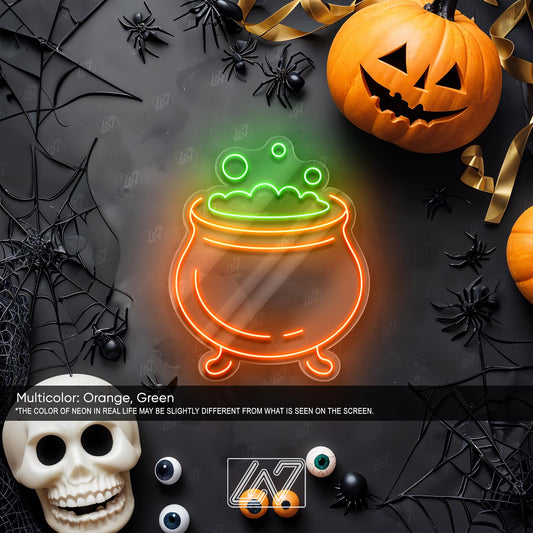 The Witch's Cauldron - LED Neon Sign, Spooky Halloween, Halloween & Witchy Decor, Gothic Decor, Ghost Wall Sign, Halloween Wall Decor