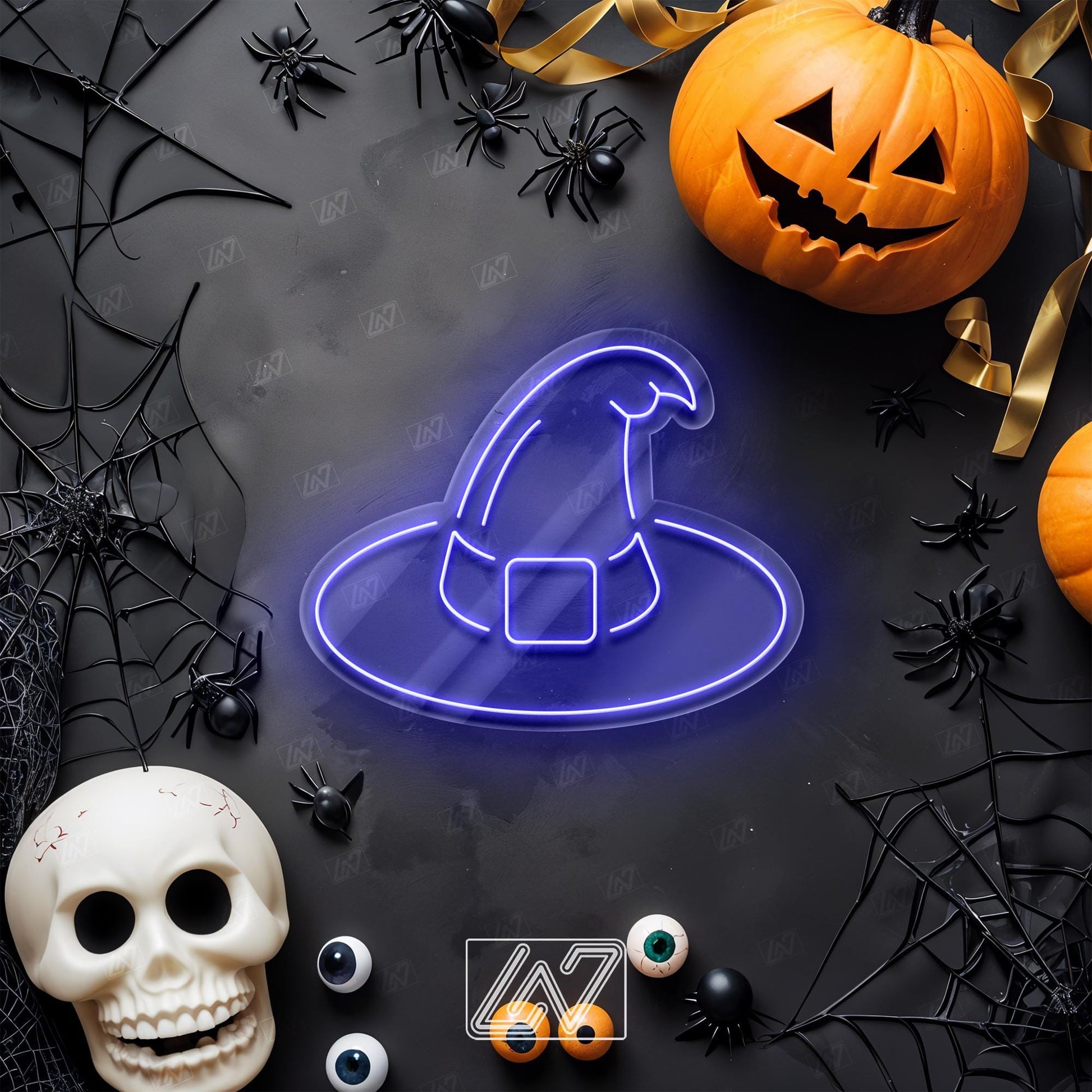 The Witch's Hat - LED Neon Sign, Spooky Halloween, Halloween & Witchy Decor, Gothic Decor, Ghost Wall Sign, Halloween Wall Decor