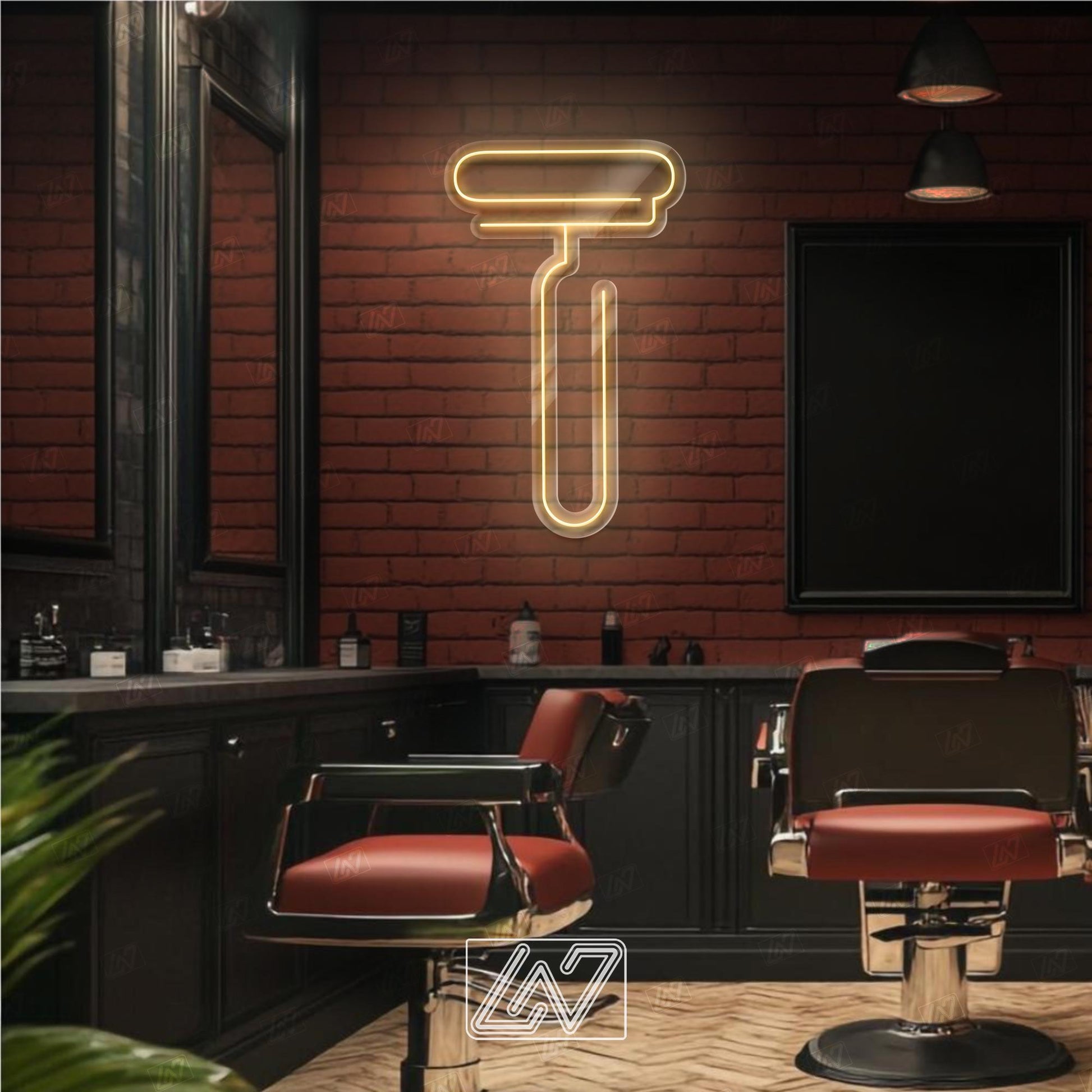 Razor - LED Neon Sign, Decor for Barbershop, Hair Salon, Grooming Studio, Scissors Neon Sign Custom, Hair Beauty Salon, Haircutter