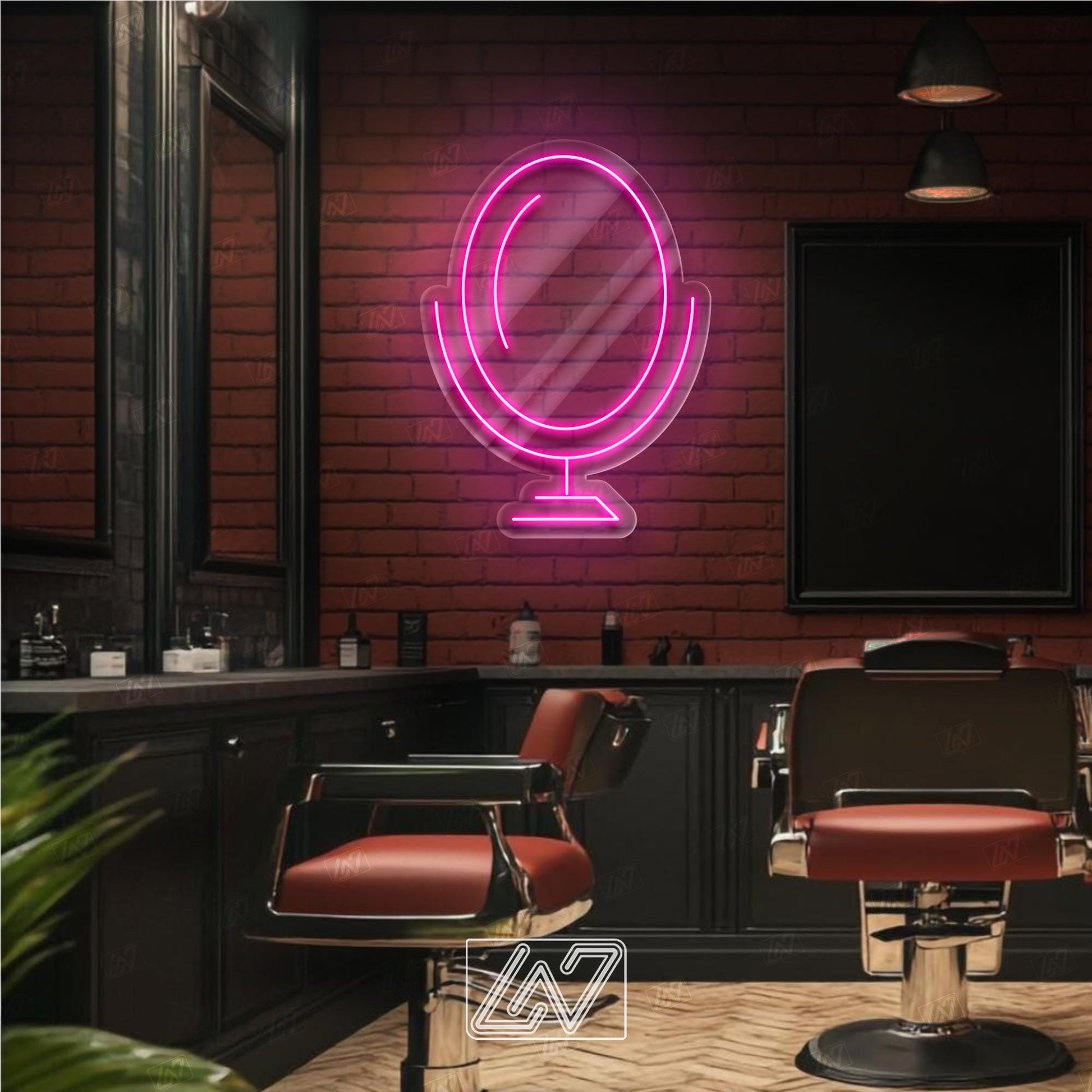 Mirror - LED Neon Sign, Decor for Barbershop, Hair Salon, Grooming Studio, Scissors Neon Sign Custom, Hair Beauty Salon, Haircutter