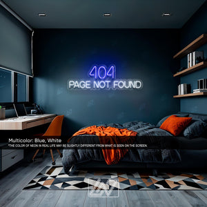 404 Page Not Found - LED Neon Sign, Funny Error Message Light, Geek Wall Decor, Web Developer Gift, Cool Tech Office Sign, Gaming Room Neon
