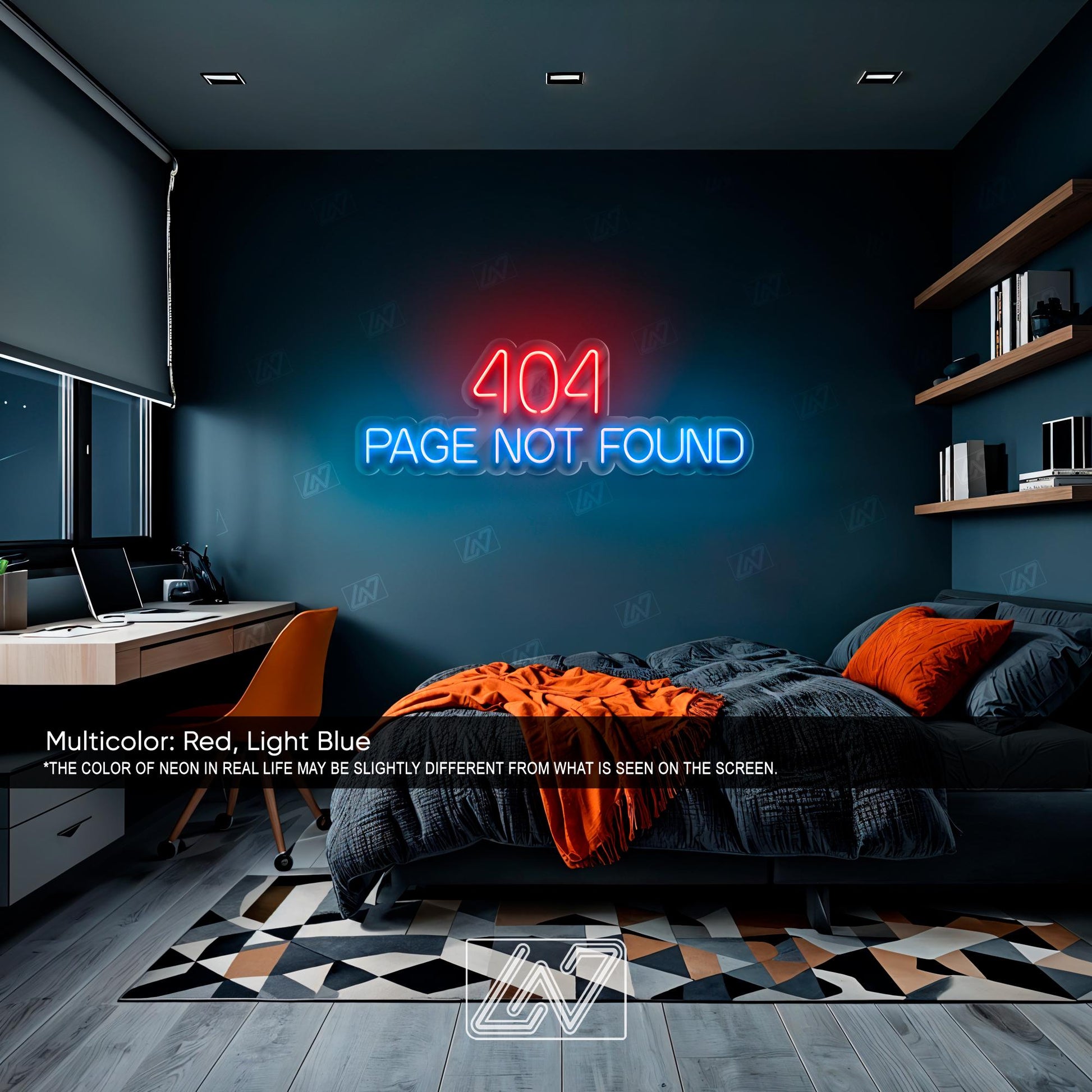 404 Page Not Found - LED Neon Sign, Funny Error Message Light, Geek Wall Decor, Web Developer Gift, Cool Tech Office Sign, Gaming Room Neon