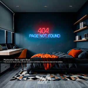 404 Page Not Found - LED Neon Sign, Funny Error Message Light, Geek Wall Decor, Web Developer Gift, Cool Tech Office Sign, Gaming Room Neon