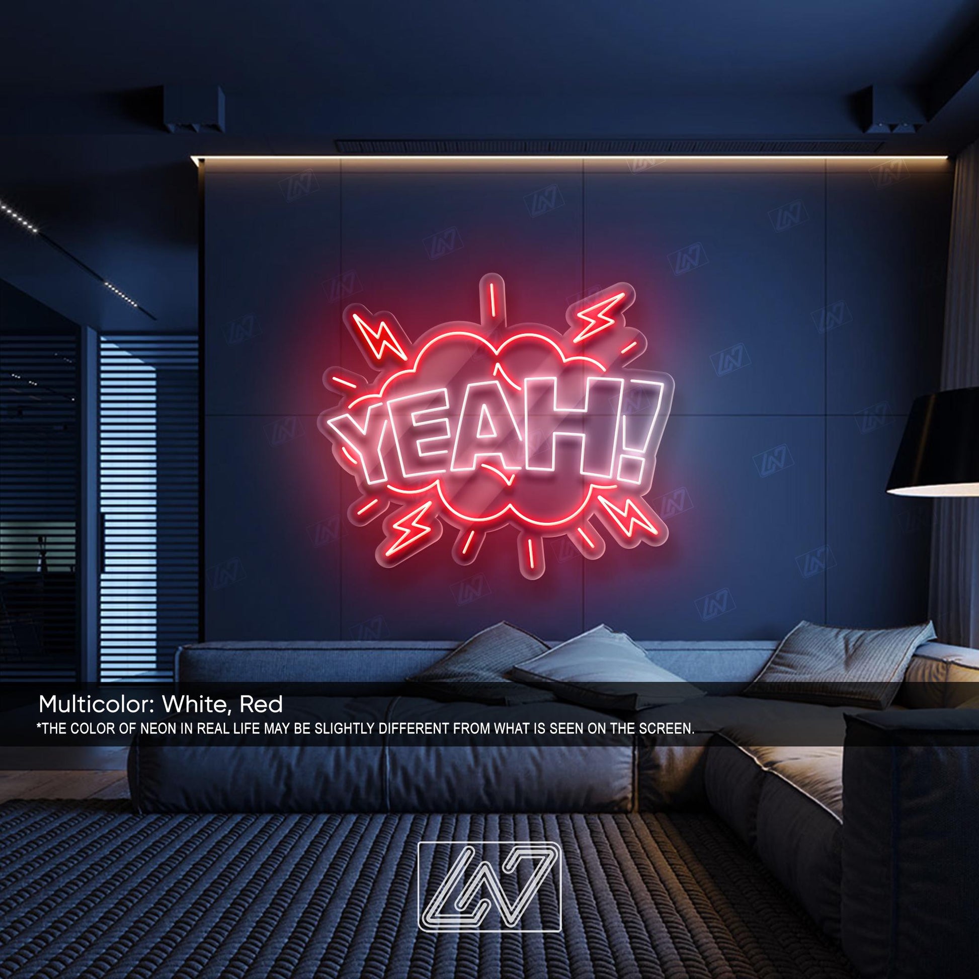 Yeah!- LED Neon Sign, Aesthetic LED Wall Light, Cool Expression Neon Art, Gamer Room Decor, Fun Pop Art Sign, Vibrant Wow Wall Decor