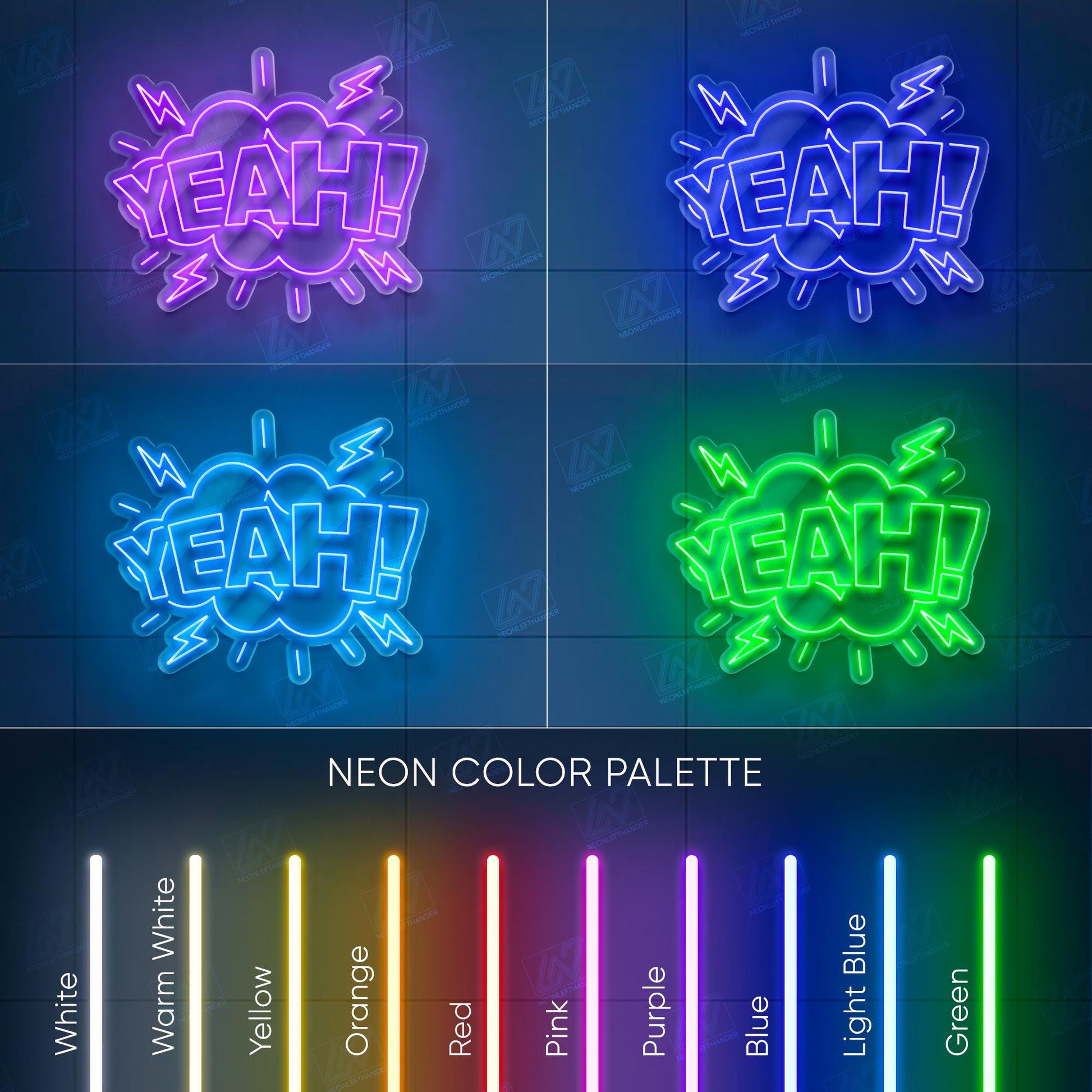 Yeah!- LED Neon Sign, Aesthetic LED Wall Light, Cool Expression Neon Art, Gamer Room Decor, Fun Pop Art Sign, Vibrant Wow Wall Decor