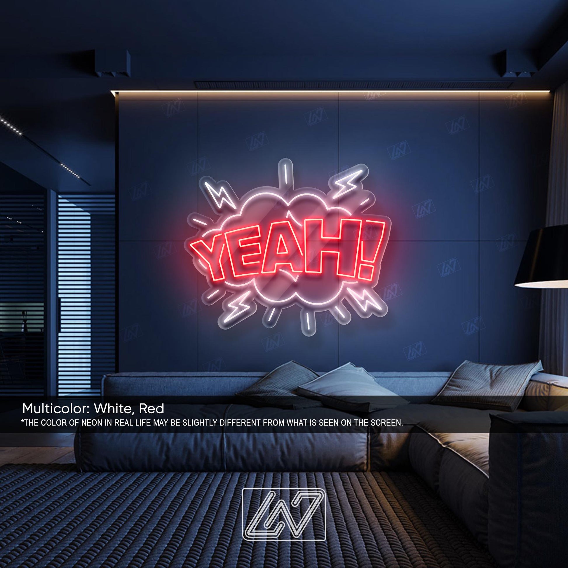 Yeah!- LED Neon Sign, Aesthetic LED Wall Light, Cool Expression Neon Art, Gamer Room Decor, Fun Pop Art Sign, Vibrant Wow Wall Decor