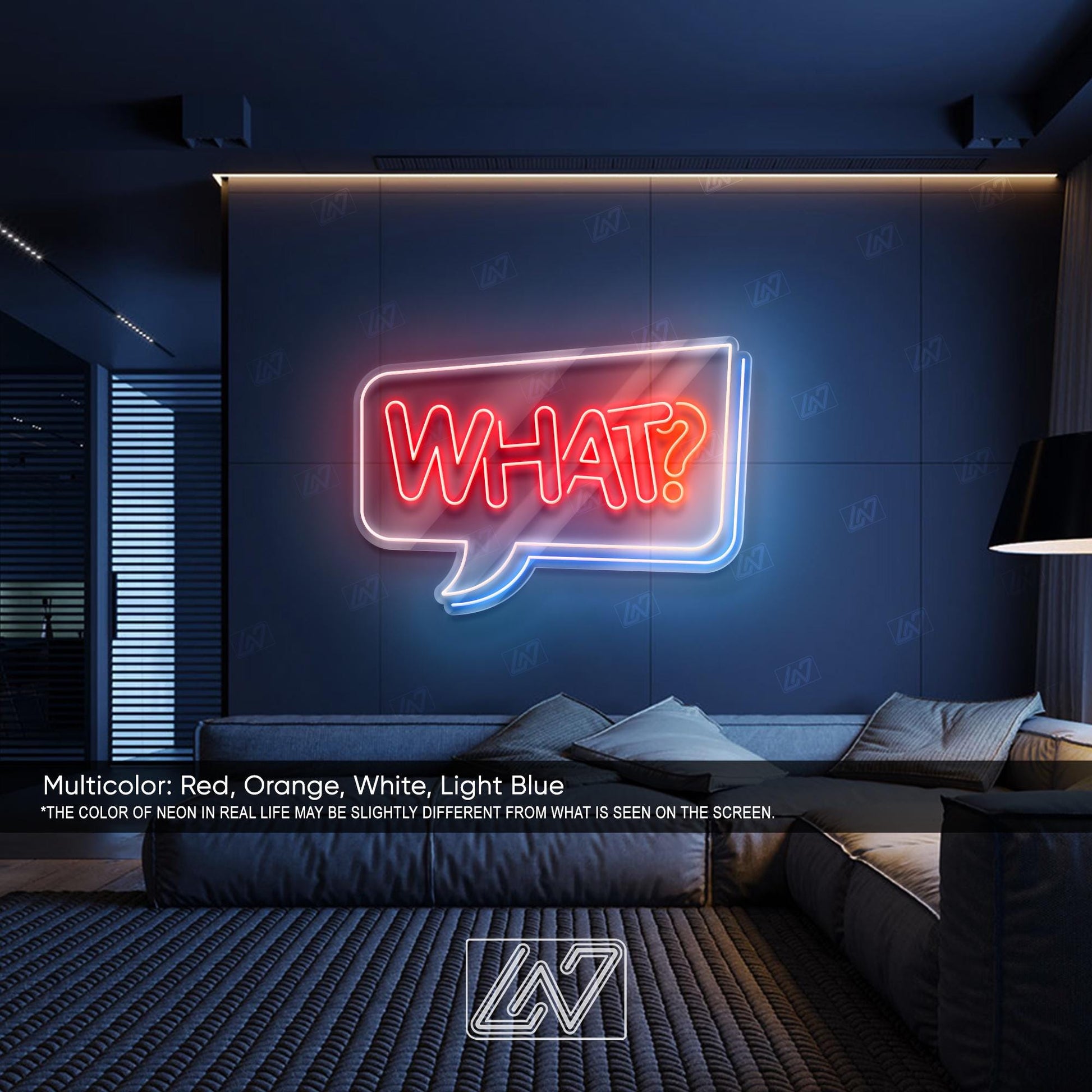 What? - LED Neon Sign, Aesthetic LED Wall Light, Cool Expression Neon Art, Gamer Room Decor, Fun Pop Art Sign, Vibrant Wow Wall Decor