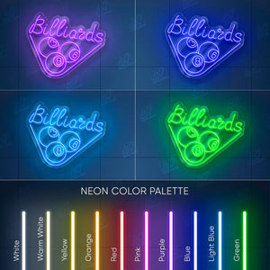 Billiards - LED Neon Sign, Cue Sports Wall Decor, Sport Led Neon Sign, Decor for Kids Room, Sport Signs