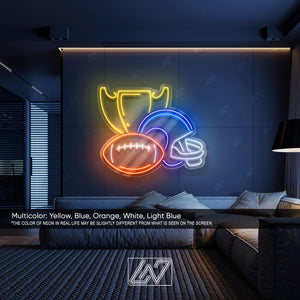 Rugby Winner - LED Neon Sign, Champion Trophy Neon Light, Sports Victory Wall Decor, Rugby Fan Room Sign, Athletic Achievement LED Glow