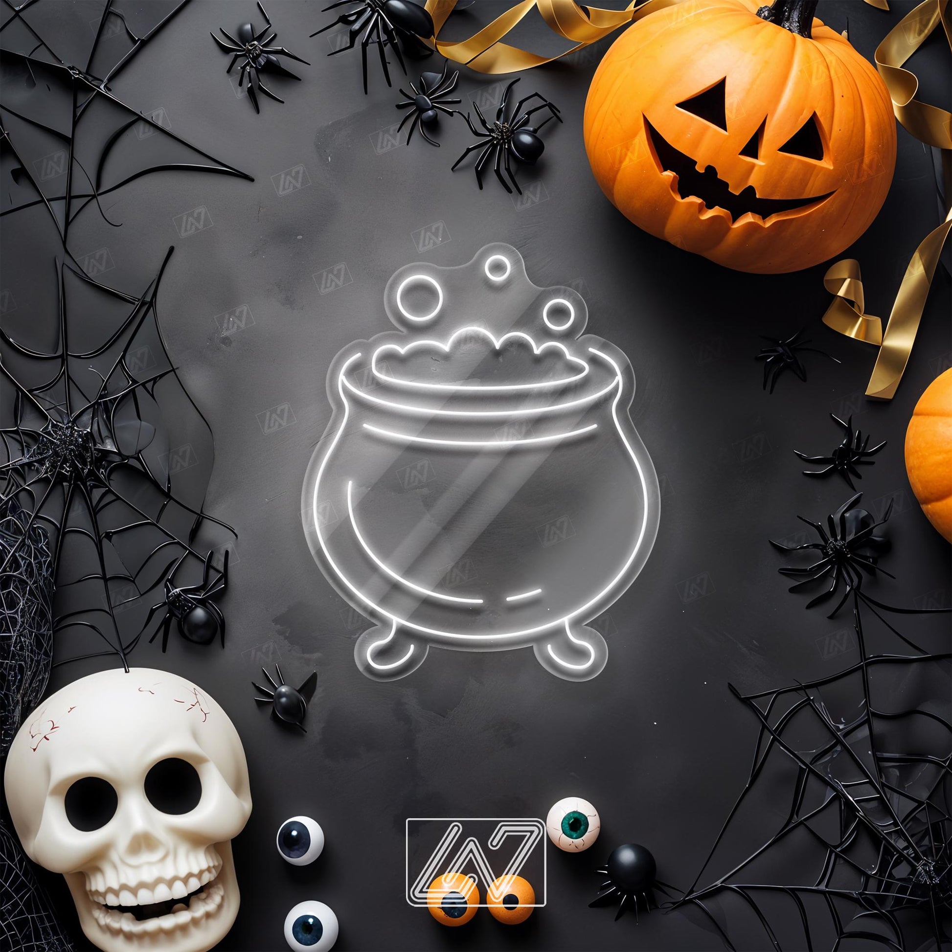 The Witch's Cauldron - LED Neon Sign, Spooky Halloween, Halloween & Witchy Decor, Gothic Decor, Ghost Wall Sign, Halloween Wall Decor
