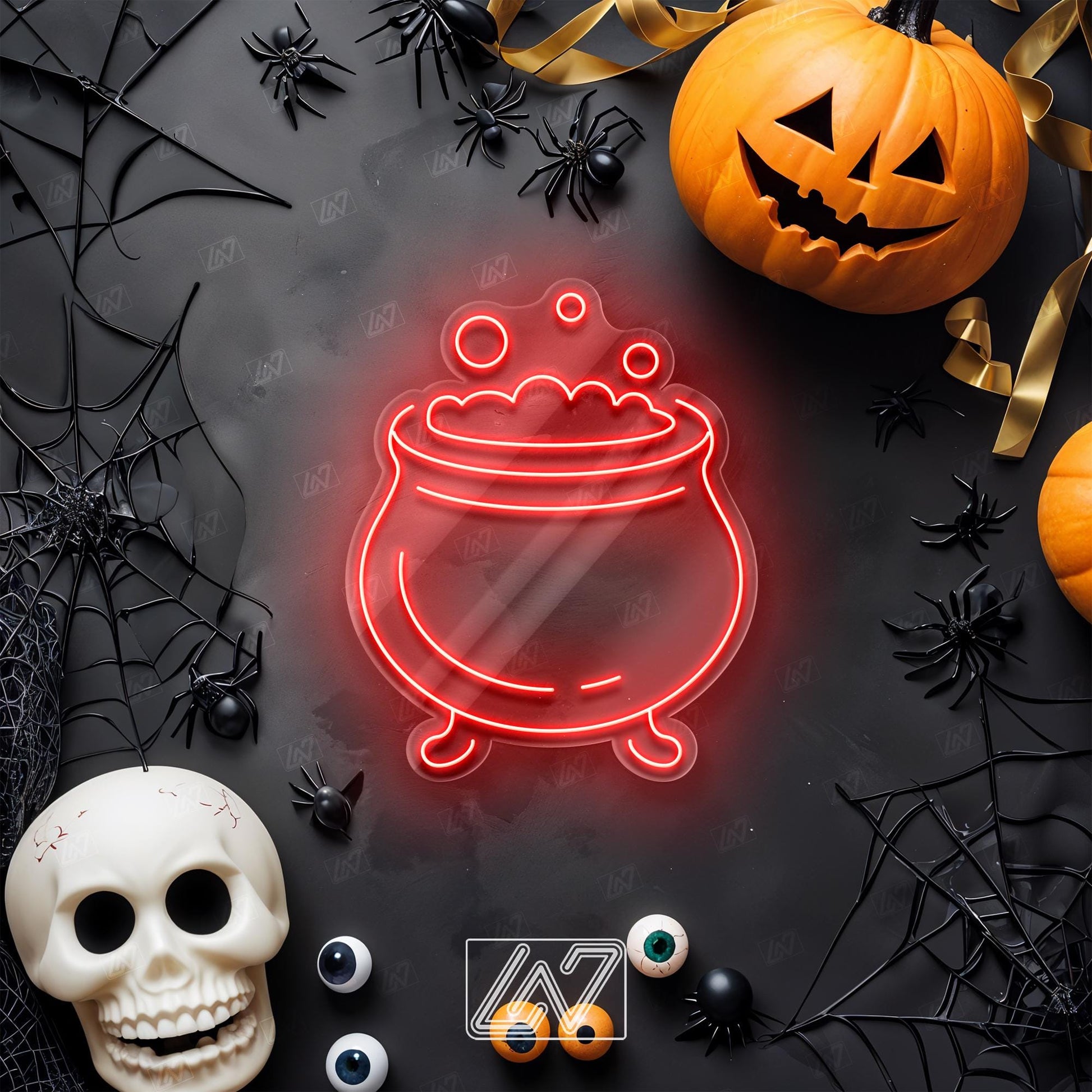 The Witch's Cauldron - LED Neon Sign, Spooky Halloween, Halloween & Witchy Decor, Gothic Decor, Ghost Wall Sign, Halloween Wall Decor