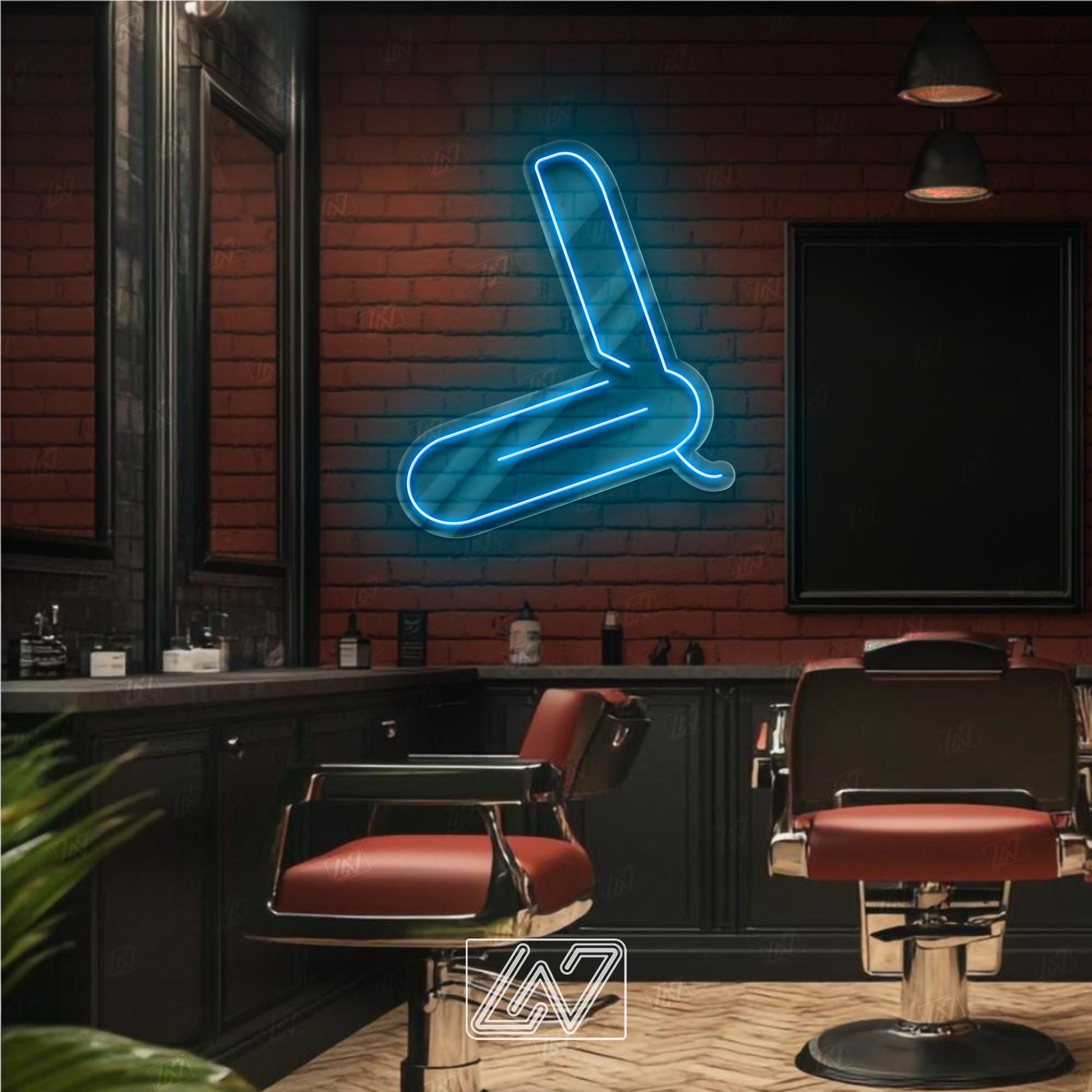 Straight Razor - LED Neon Sign, Decor for Barbershop, Hair Salon, Grooming Studio, Scissors Neon Sign Custom, Hair Beauty Salon, Haircutter