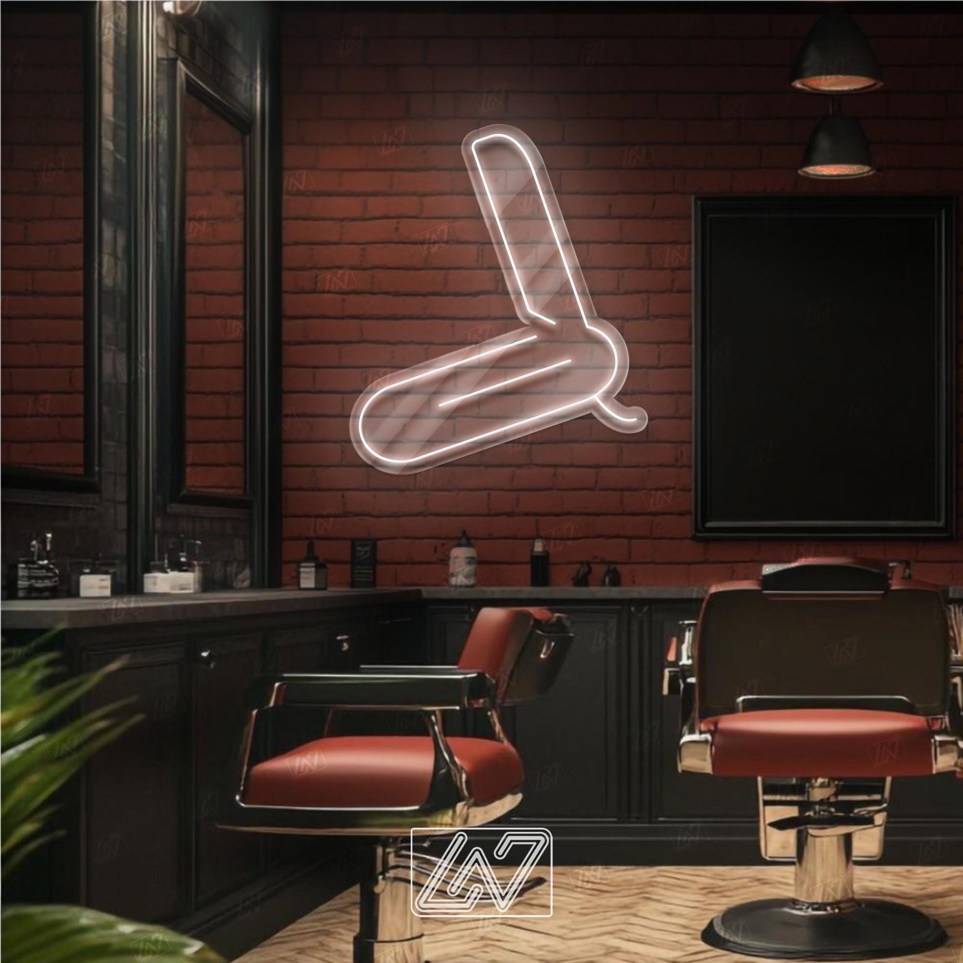 Straight Razor - LED Neon Sign, Decor for Barbershop, Hair Salon, Grooming Studio, Scissors Neon Sign Custom, Hair Beauty Salon, Haircutter