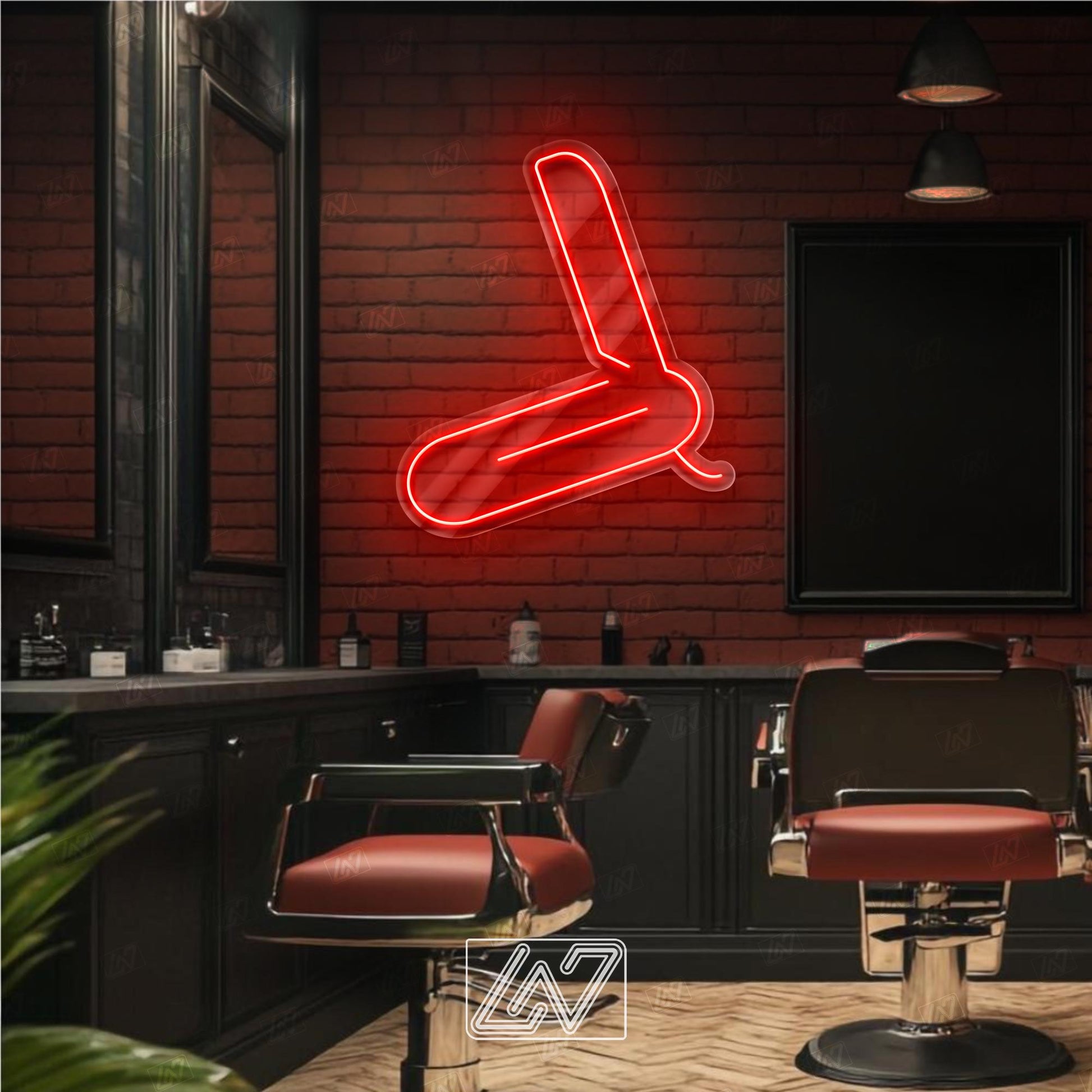 Straight Razor - LED Neon Sign, Decor for Barbershop, Hair Salon, Grooming Studio, Scissors Neon Sign Custom, Hair Beauty Salon, Haircutter