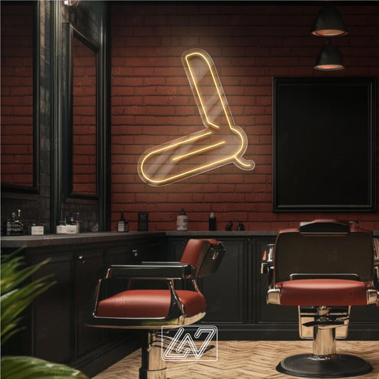 Straight Razor - LED Neon Sign, Decor for Barbershop, Hair Salon, Grooming Studio, Scissors Neon Sign Custom, Hair Beauty Salon, Haircutter