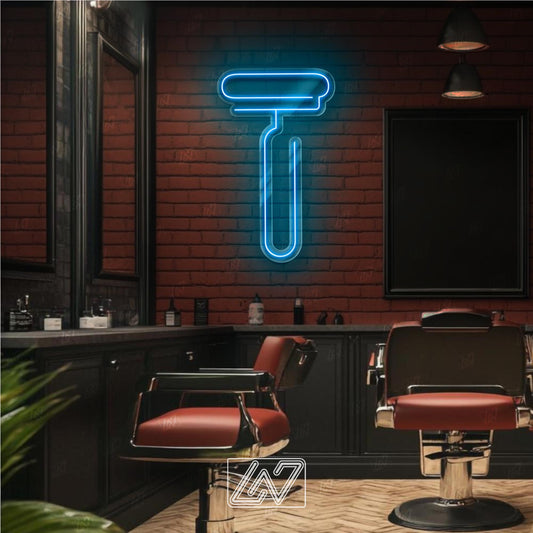 Razor - LED Neon Sign, Decor for Barbershop, Hair Salon, Grooming Studio, Scissors Neon Sign Custom, Hair Beauty Salon, Haircutter