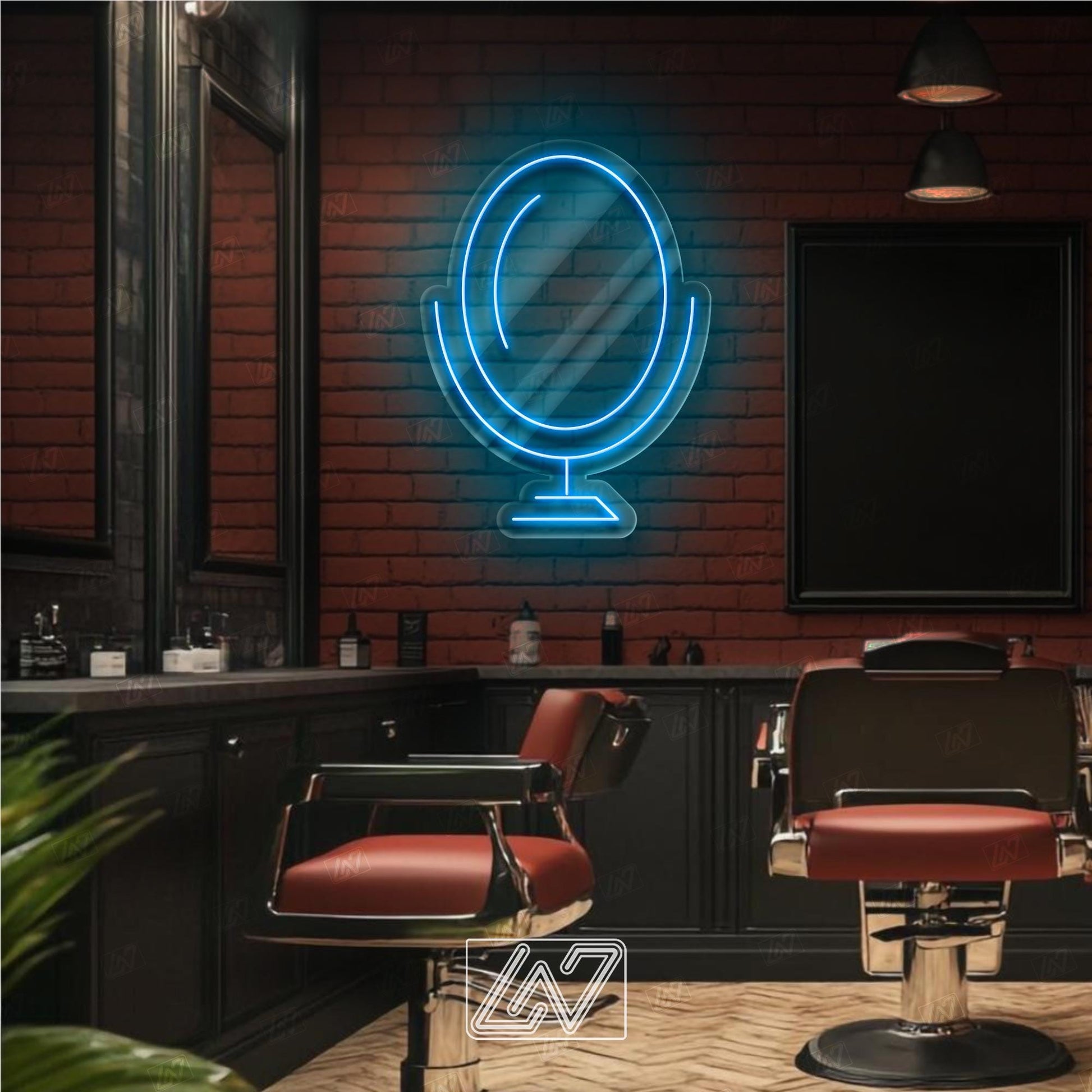 Mirror - LED Neon Sign, Decor for Barbershop, Hair Salon, Grooming Studio, Scissors Neon Sign Custom, Hair Beauty Salon, Haircutter