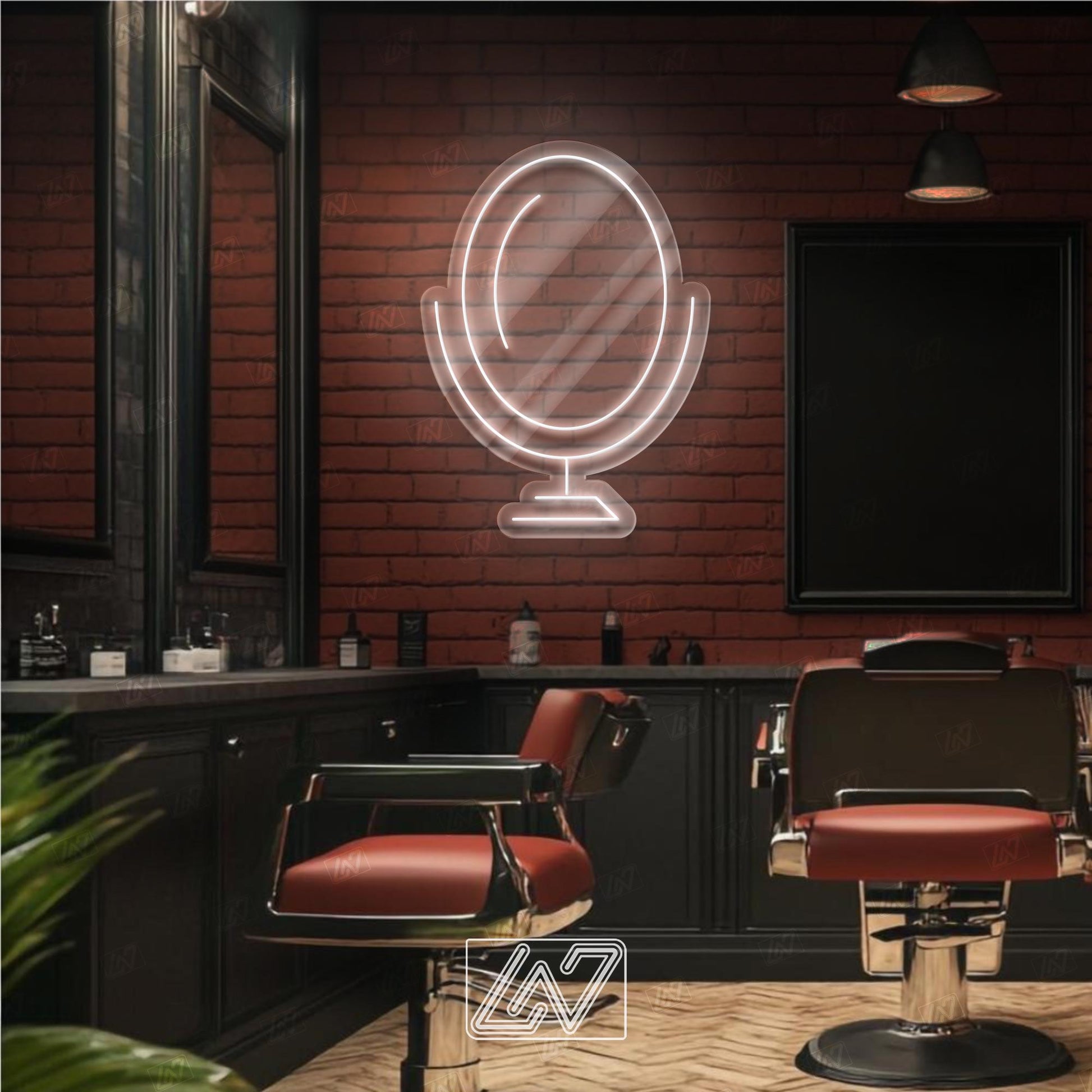 Mirror - LED Neon Sign, Decor for Barbershop, Hair Salon, Grooming Studio, Scissors Neon Sign Custom, Hair Beauty Salon, Haircutter