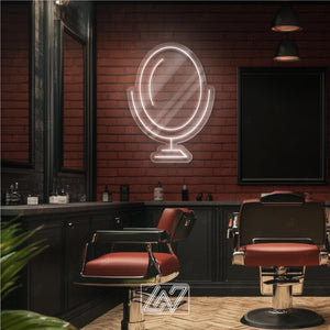 Mirror - LED Neon Sign, Decor for Barbershop, Hair Salon, Grooming Studio, Scissors Neon Sign Custom, Hair Beauty Salon, Haircutter