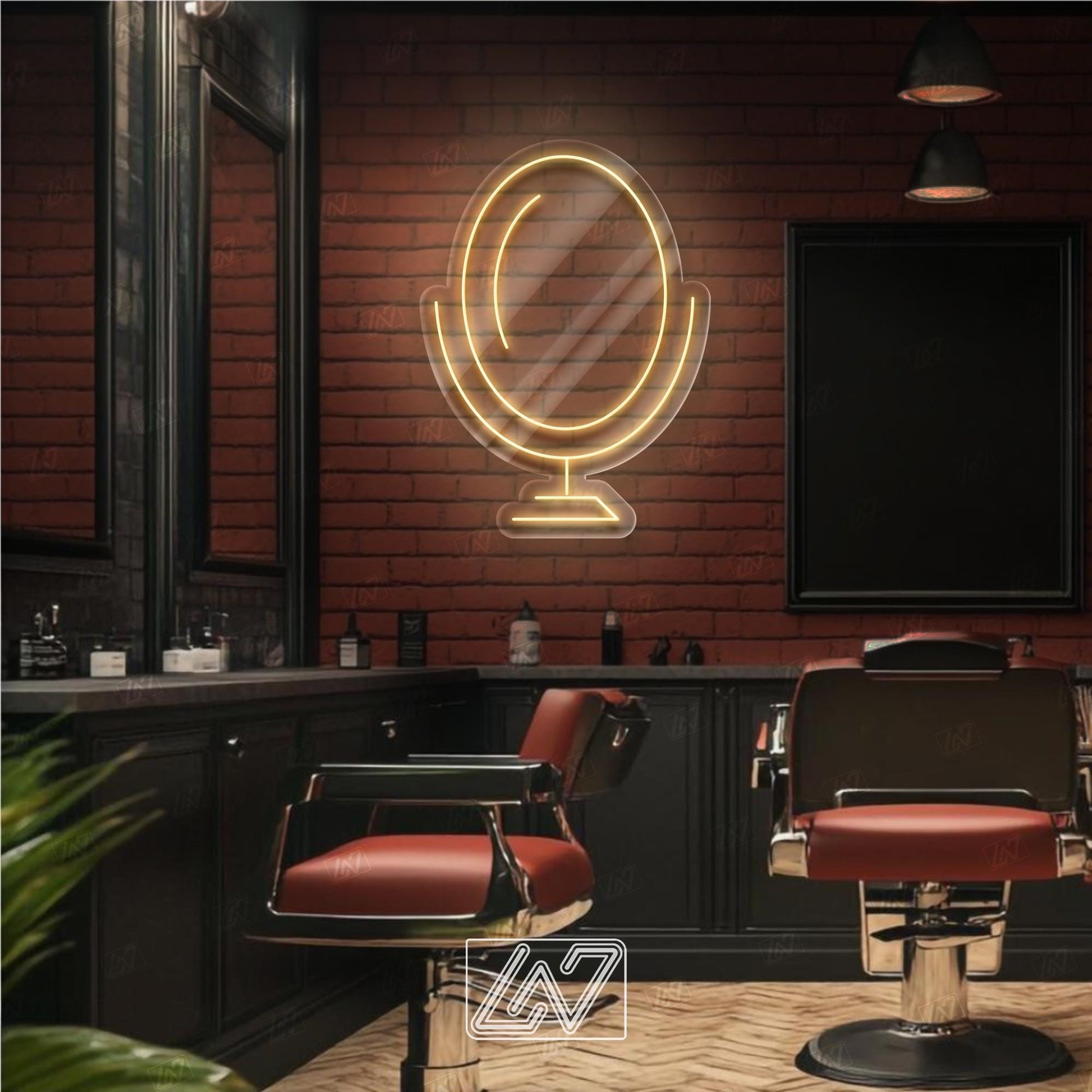 Mirror - LED Neon Sign, Decor for Barbershop, Hair Salon, Grooming Studio, Scissors Neon Sign Custom, Hair Beauty Salon, Haircutter