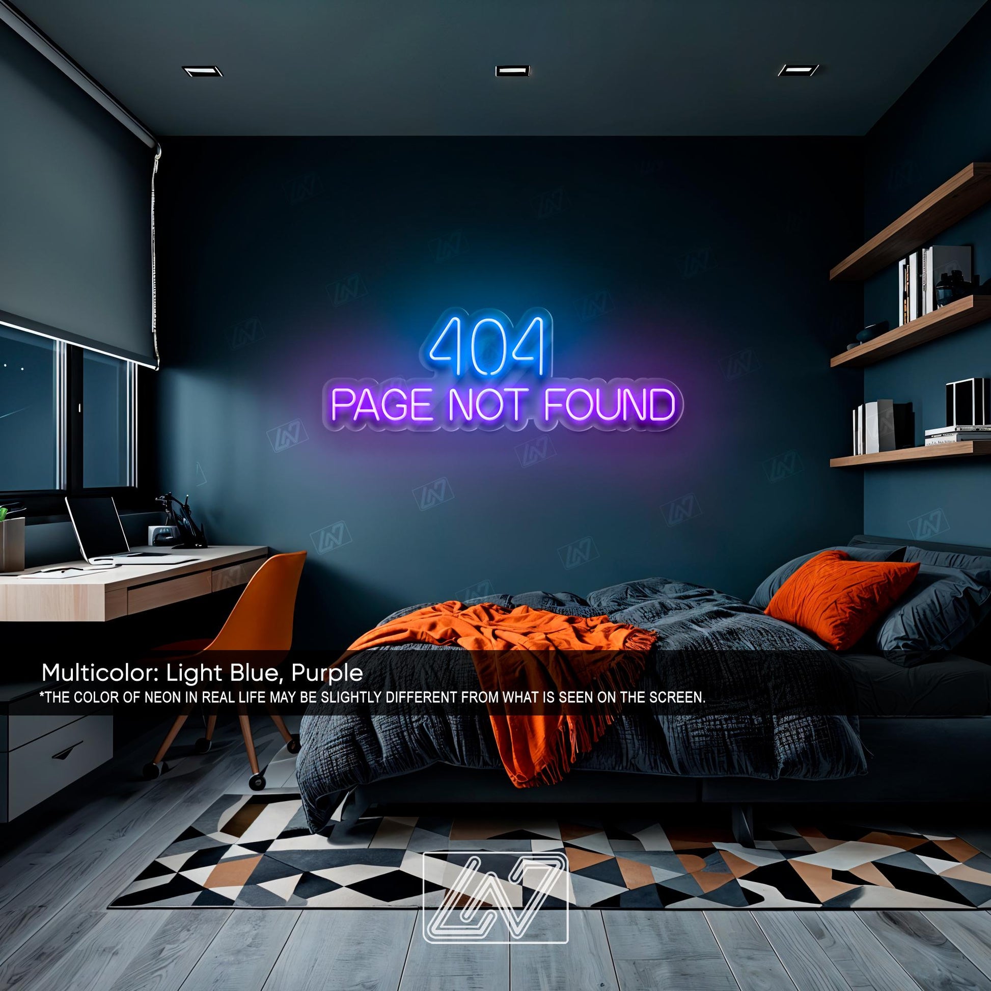 404 Page Not Found - LED Neon Sign, Funny Error Message Light, Geek Wall Decor, Web Developer Gift, Cool Tech Office Sign, Gaming Room Neon