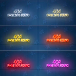 404 Page Not Found - LED Neon Sign, Funny Error Message Light, Geek Wall Decor, Web Developer Gift, Cool Tech Office Sign, Gaming Room Neon