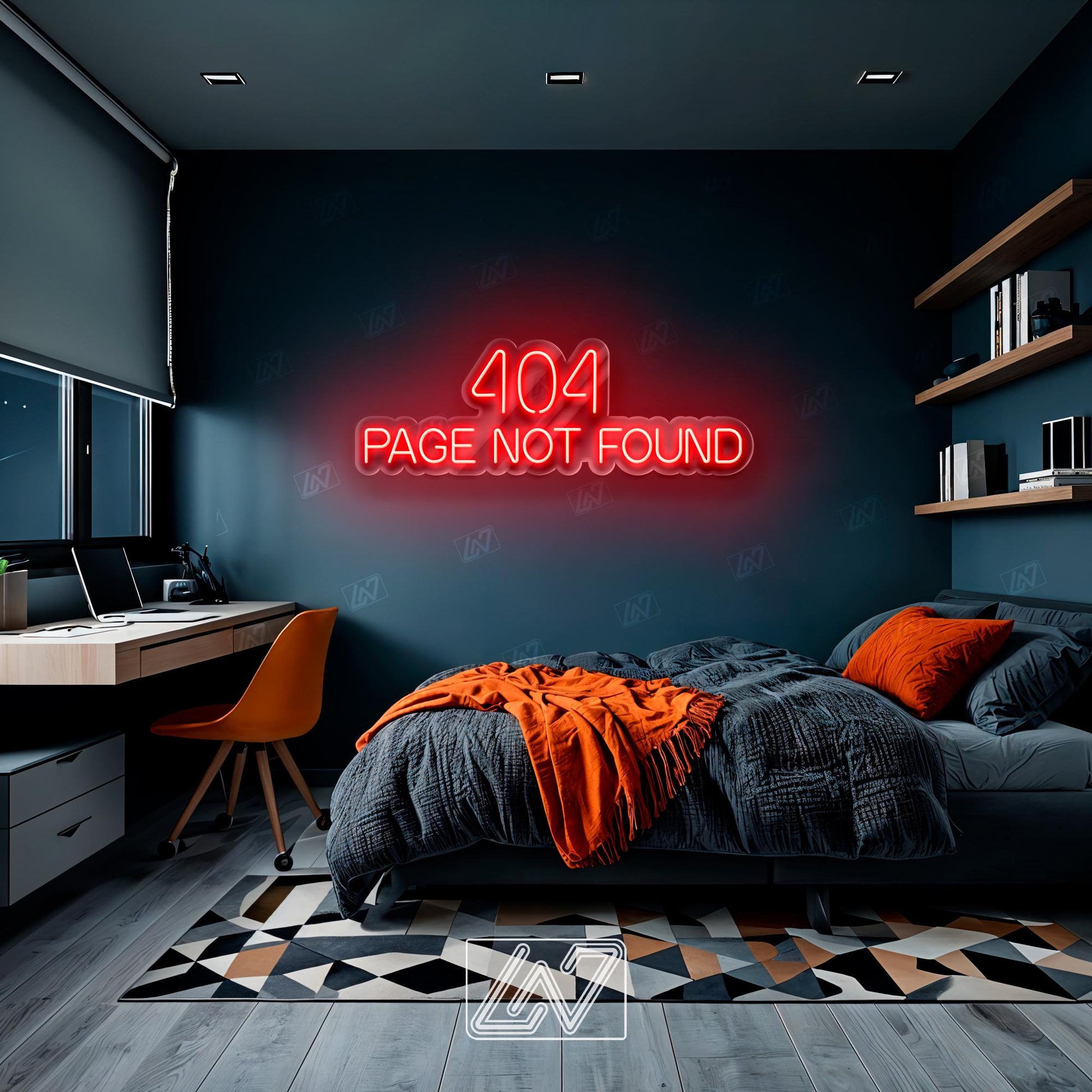 404 Page Not Found - LED Neon Sign, Funny Error Message Light, Geek Wall Decor, Web Developer Gift, Cool Tech Office Sign, Gaming Room Neon