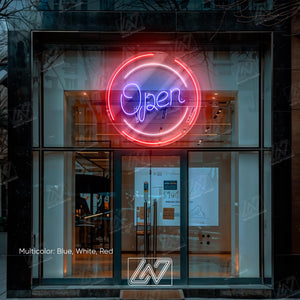 Open Sign - LED Neon Light, Bright Business Storefront Sign, Shop Window Neon Display, Barber Cafe Bar LED Sign, Eye-Catching Open Light