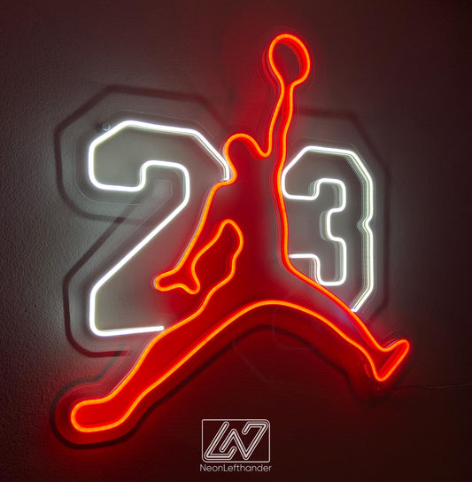 Jordan 23 - LED Neon Sign, Tennis Player Wall Decor, Sport Led Neon Sign, Decor for Kids Room, Sport Signs