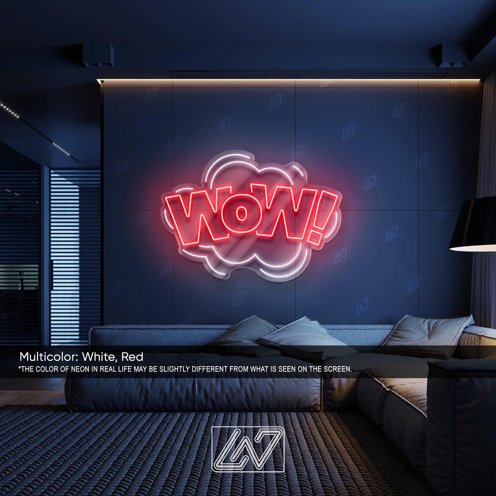 WOW - LED Neon Sign, Aesthetic LED Wall Light, Cool Expression Neon Art, Gamer Room Decor, Fun Pop Art Sign, Vibrant Wow Wall Decor