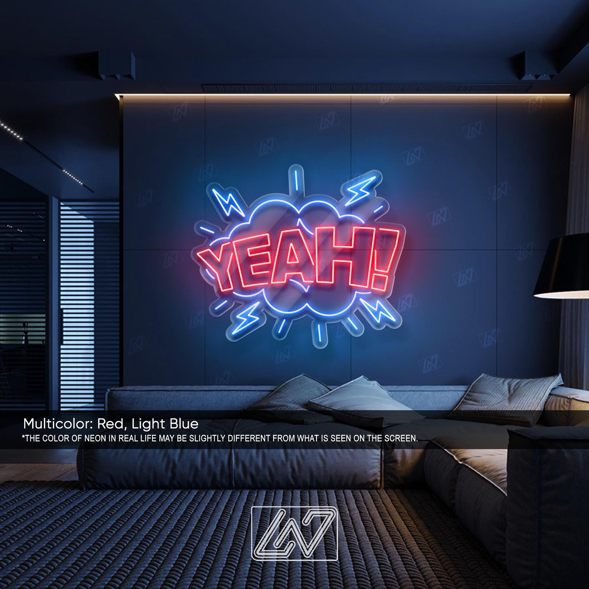 Yeah!- LED Neon Sign, Aesthetic LED Wall Light, Cool Expression Neon Art, Gamer Room Decor, Fun Pop Art Sign, Vibrant Wow Wall Decor