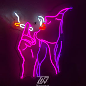 Smoking Girl - LED Neon Sign, Custom Sexy Woman, Smoking Girl Led Signs, Smoking Girl Neon Signs, Woman With a Cigarette